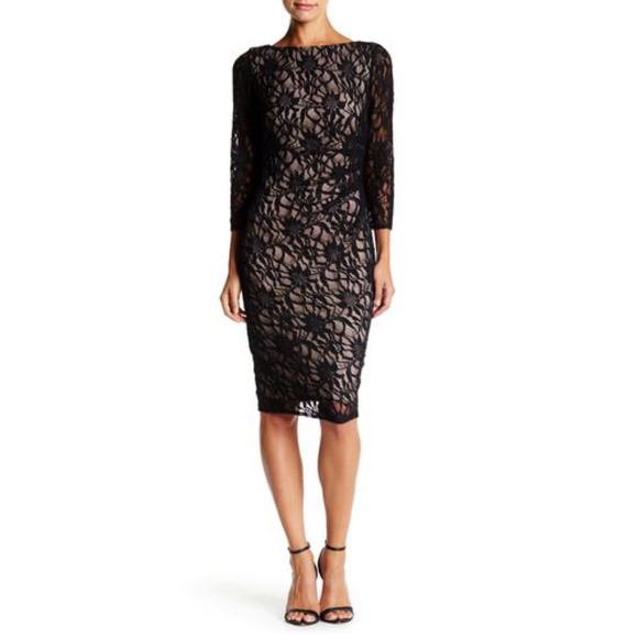 Eliza J Dresses & Skirts - Eliza J Black Lace Overlay Sheath Dress Size 2